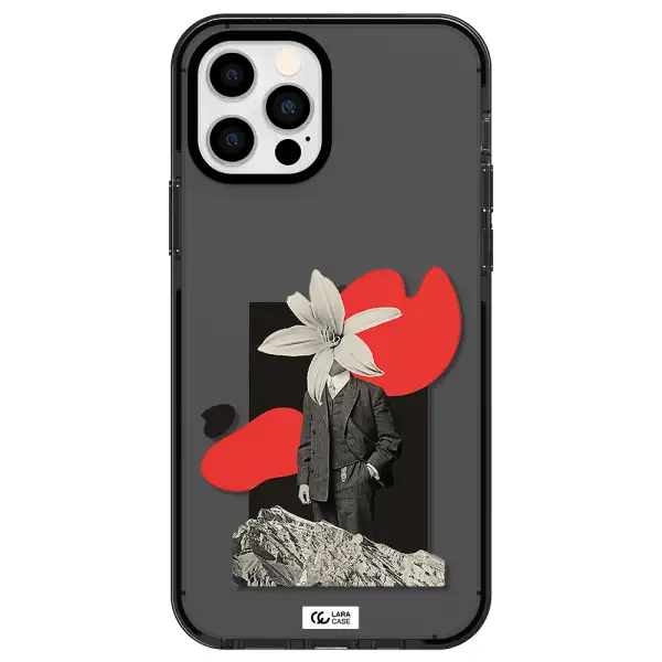 a man in a suit with a flower head Apple iPhone 12 pro impact Smoke Black Case