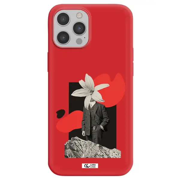 a man in a suit with a flower head Apple iPhone 12 pro Silicone Imperial Red Case