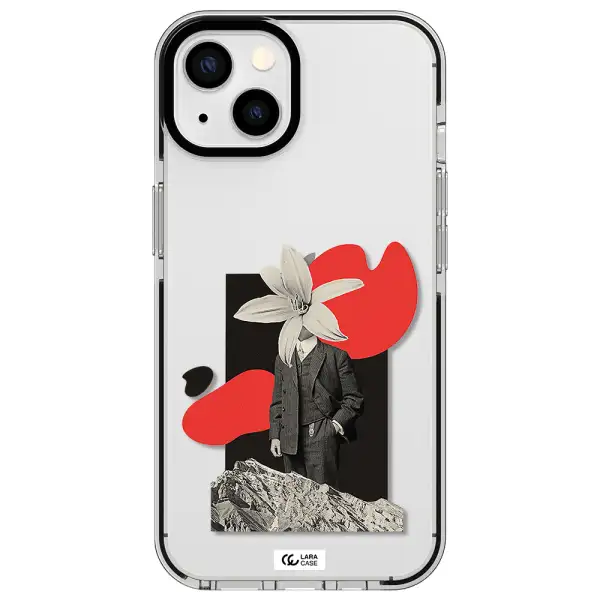 a man in a suit with a flower head Apple iPhone 13 impact black border Case