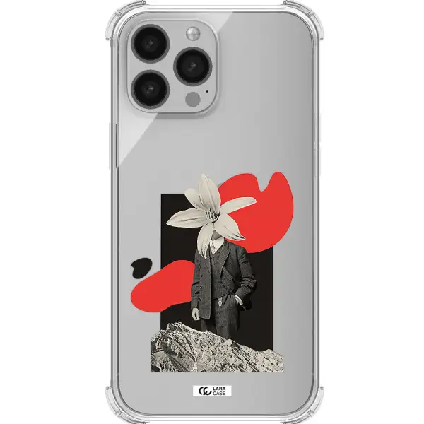 a man in a suit with a flower head Apple iPhone 13 Pro Clear PC Case