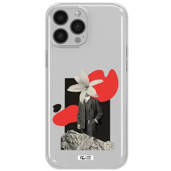 a man in a suit with a flower head Apple iPhone 13 Pro Clear TPU Case