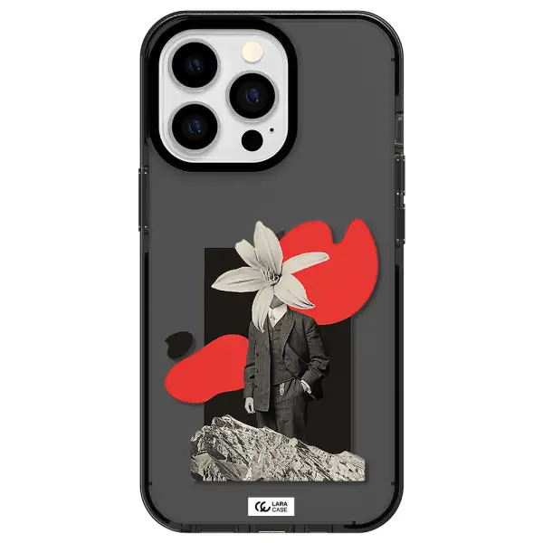 a man in a suit with a flower head Apple iPhone 13 Pro impact Smoke Black Case
