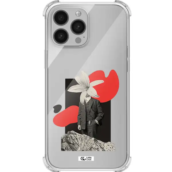 a man in a suit with a flower head Apple iPhone 13 Pro Max Clear PC Case