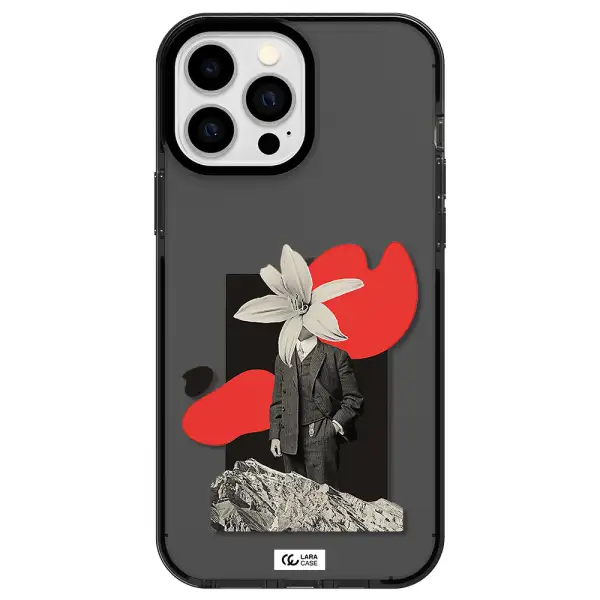 a man in a suit with a flower head Apple iPhone 13 Pro Max impact Smoke Black Case