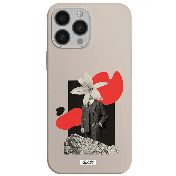 a man in a suit with a flower head Apple iPhone 13 Pro Max Silicone Stone Case