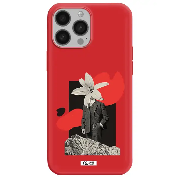 a man in a suit with a flower head Apple iPhone 13 Pro Silicone Imperial Red Case