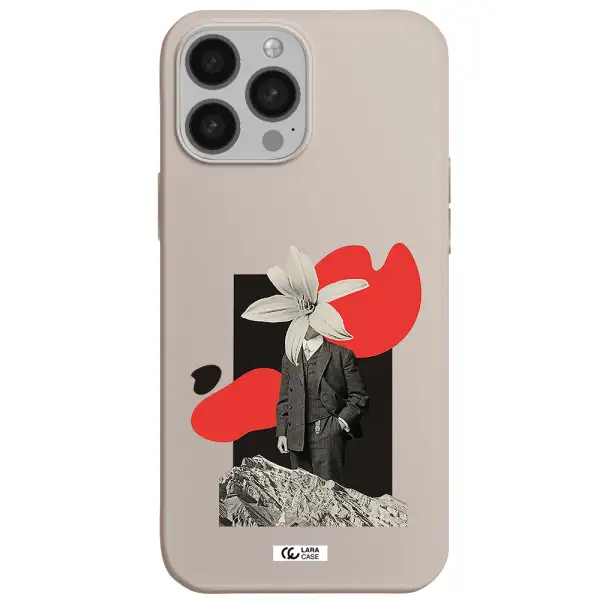 a man in a suit with a flower head Apple iPhone 13 Pro Silicone Stone Case