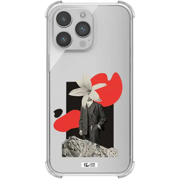 a man in a suit with a flower head Apple iPhone 14 pro max Clear PC Case