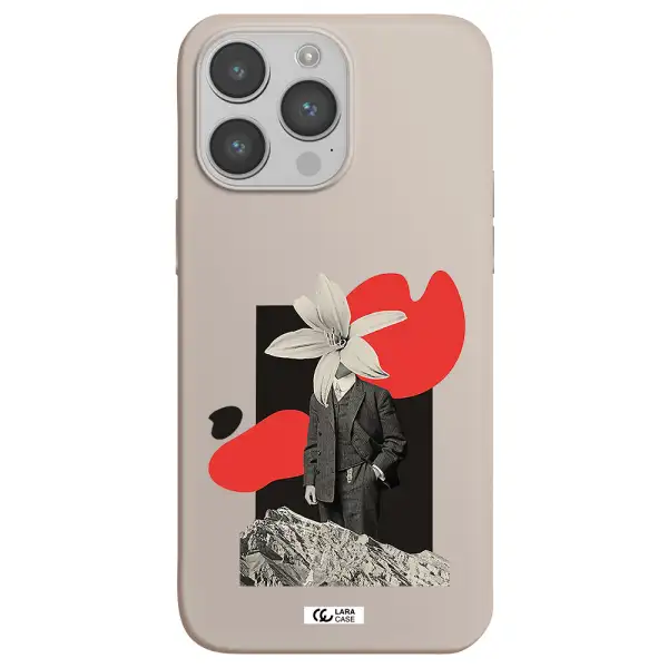 a man in a suit with a flower head Apple iPhone 14 pro Silicone Stone Case