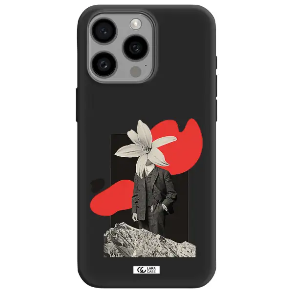 a man in a suit with a flower head Apple Iphone 15 Pro max Silicone black Case