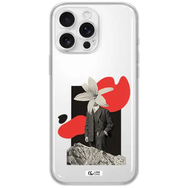 A Man In A Suit With A Flower Head Apple Iphone 16 Pro Max Clear Tpu Case