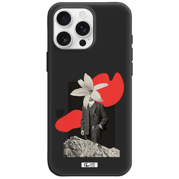 A Man In A Suit With A Flower Head Apple Iphone 16 Pro Max Silicone Black Case
