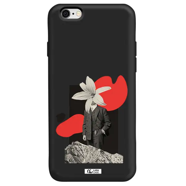 a man in a suit with a flower head Apple iPhone 6 Silicone black Case