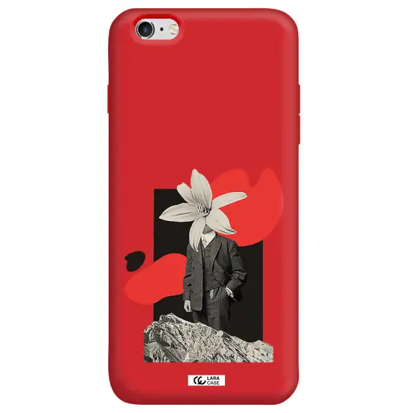 a man in a suit with a flower head Apple iPhone 6S Silicone Imperial Red Case