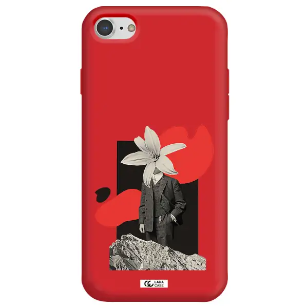 a man in a suit with a flower head Apple iPhone 7 Silicone Imperial Red Case