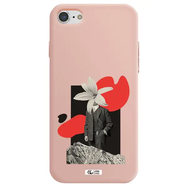 a man in a suit with a flower head Apple iPhone 7 Silicone pastel pink Case