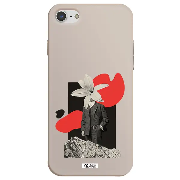 a man in a suit with a flower head Apple iPhone 7 Silicone Stone Case