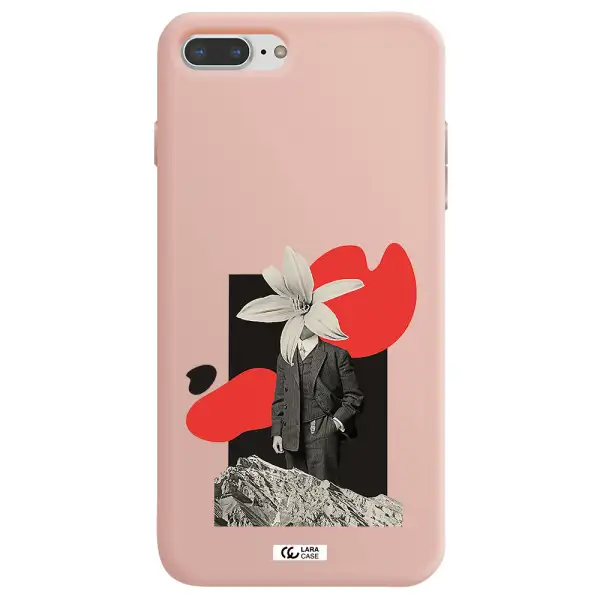 a man in a suit with a flower head Apple iPhone 8 plus Silicone pastel pink Case