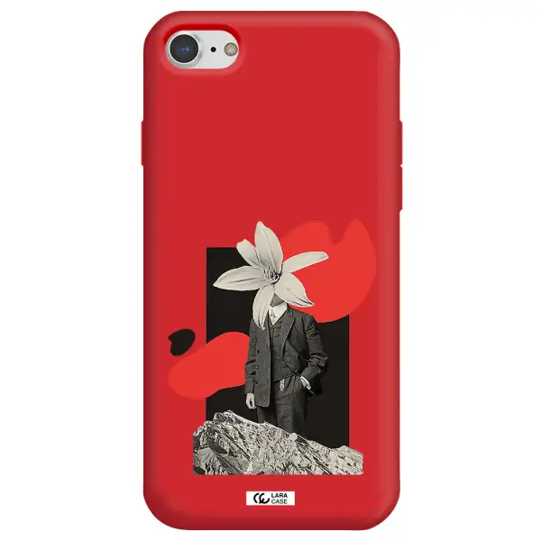 a man in a suit with a flower head Apple iPhone 8 Silicone Imperial Red Case