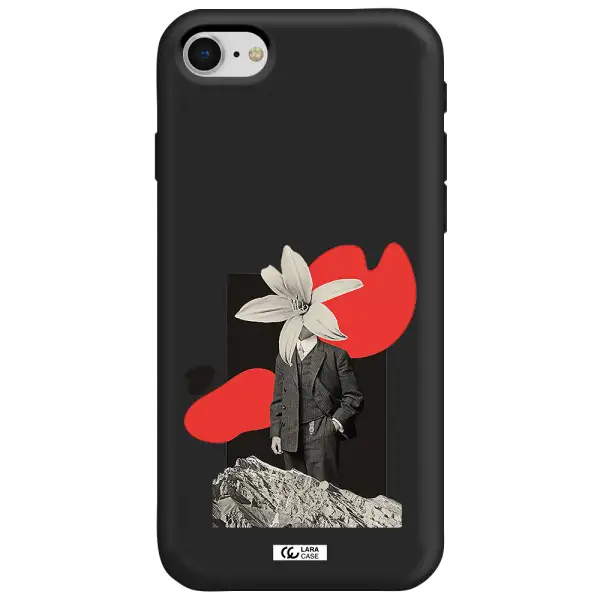 a man in a suit with a flower head Apple iPhone se 2020 Silicone black Case