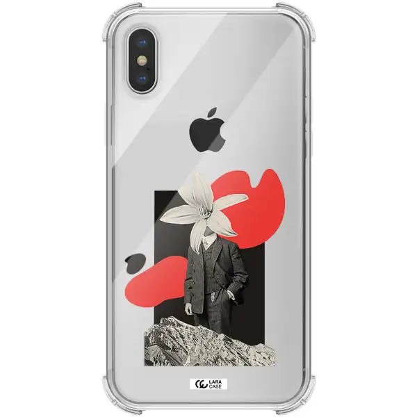 a man in a suit with a flower head Apple iPhone X Clear PC Case