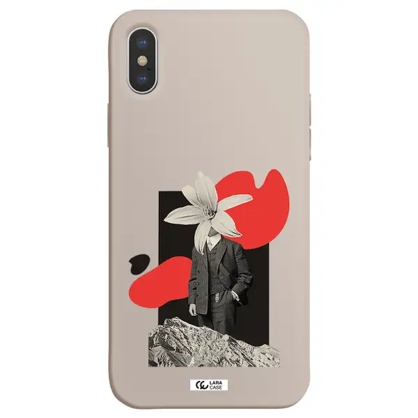 a man in a suit with a flower head Apple iPhone X Silicone Stone Case