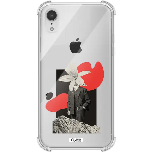a man in a suit with a flower head Apple iPhone XR Clear PC Case
