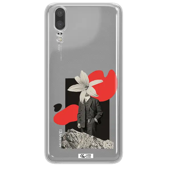a man in a suit with a flower head Huawei P20 Clear TPU Case