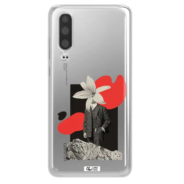 a man in a suit with a flower head Huawei P30 Clear TPU Case