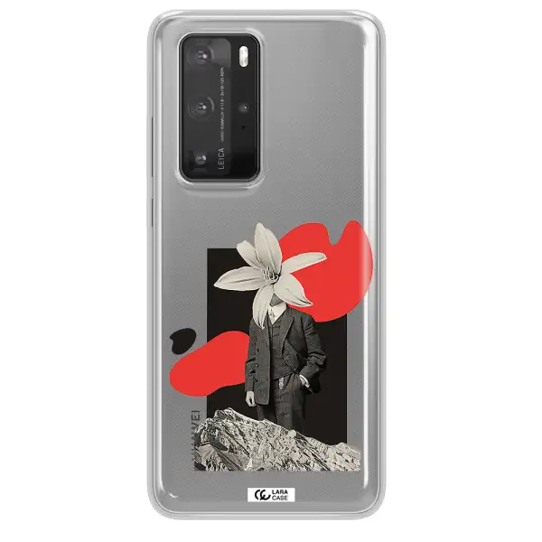 a man in a suit with a flower head Huawei P40 Pro Clear TPU Case