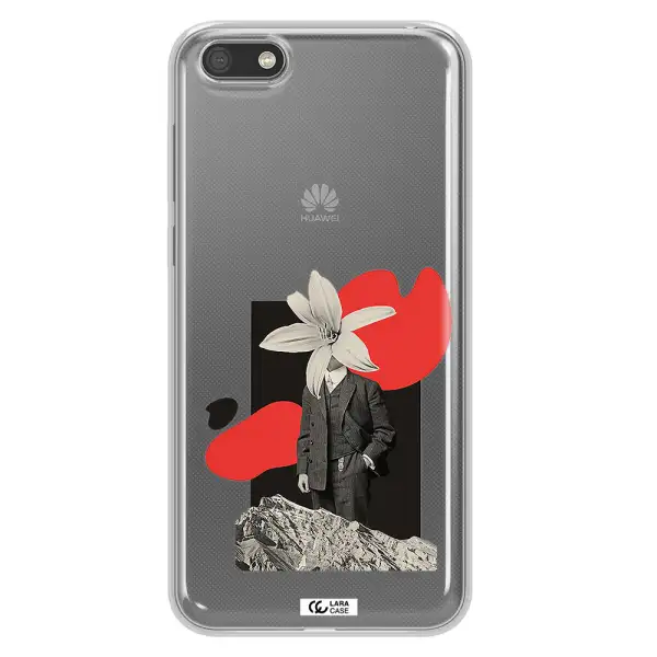 a man in a suit with a flower head Huawei Y5 2018 Clear TPU Case