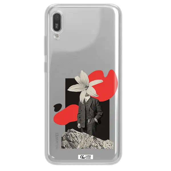 a man in a suit with a flower head Huawei Y6 Pro 2019 Clear TPU Case