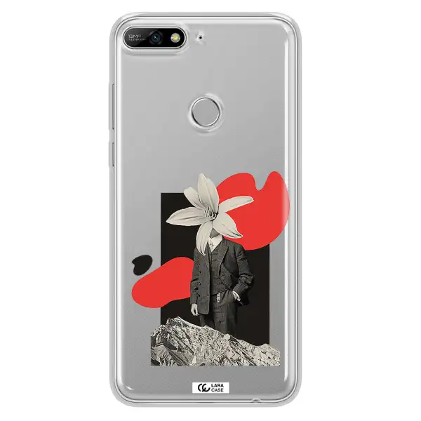 a man in a suit with a flower head Huawei Y7 2018 Clear TPU Case