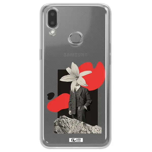 a man in a suit with a flower head Samsung A10S Clear TPU Case