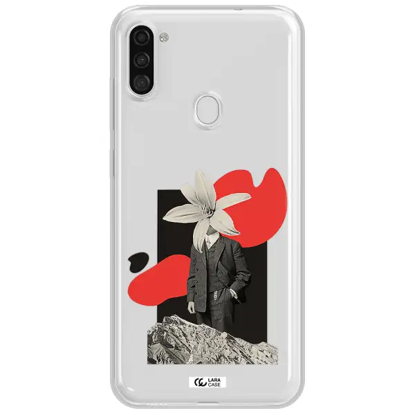 a man in a suit with a flower head Samsung A11 Clear TPU Case