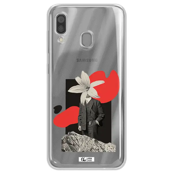 a man in a suit with a flower head Samsung A30 Clear TPU Case