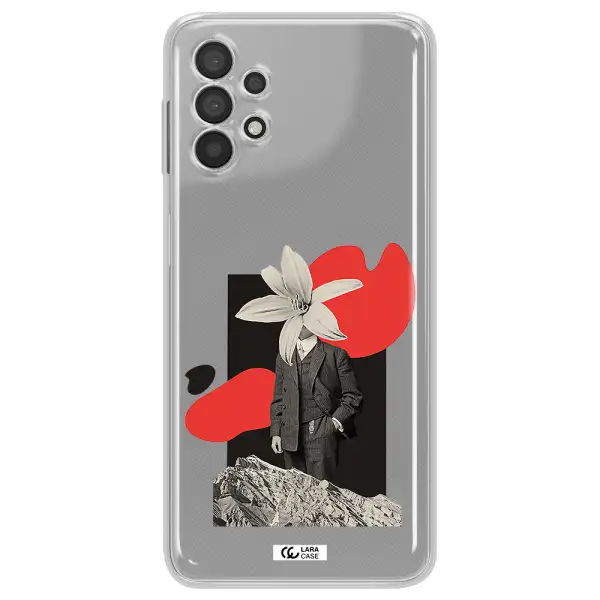 A Man In A Suit With A Flower Head Samsung A32 4G Clear Tpu Case