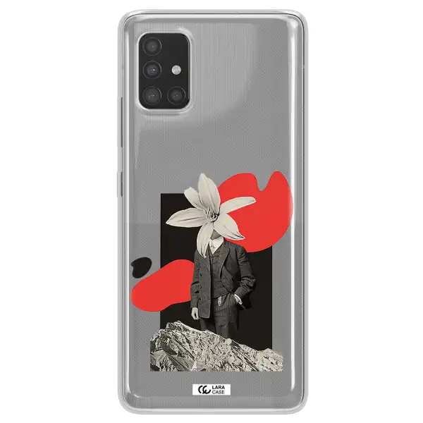 a man in a suit with a flower head Samsung A51 Clear TPU Case