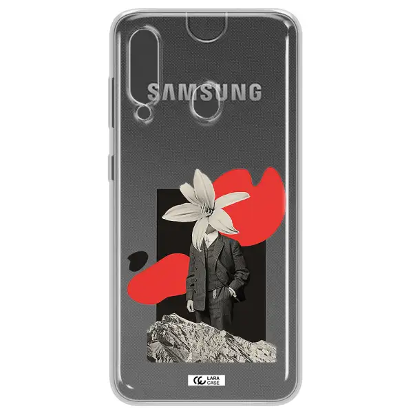 a man in a suit with a flower head Samsung A60 Clear TPU Case