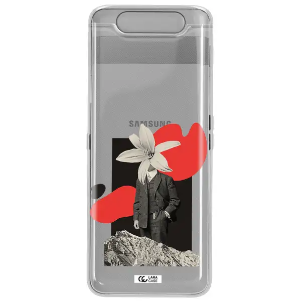 a man in a suit with a flower head Samsung A80 Clear TPU Case