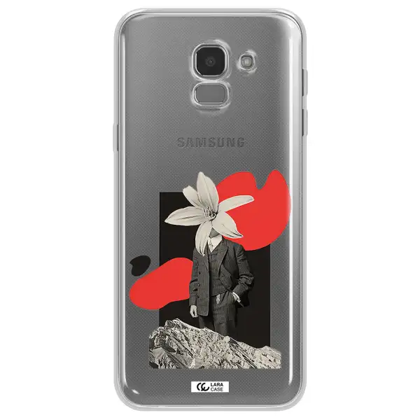 a man in a suit with a flower head Samsung J6 Clear TPU Case