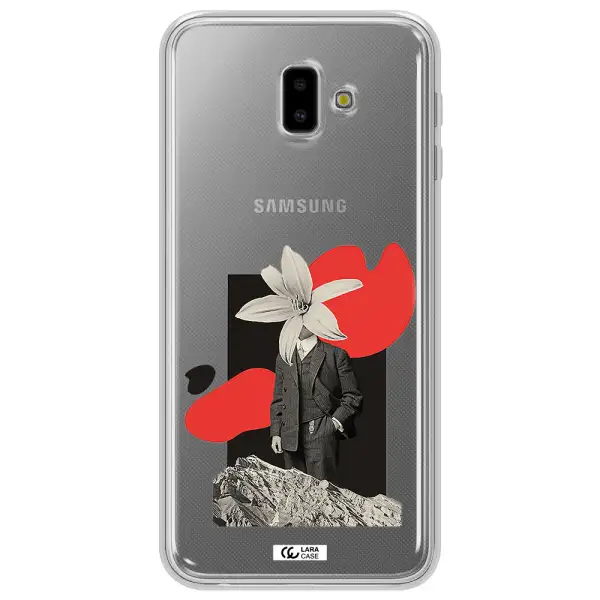 a man in a suit with a flower head Samsung J6 Plus Clear TPU Case