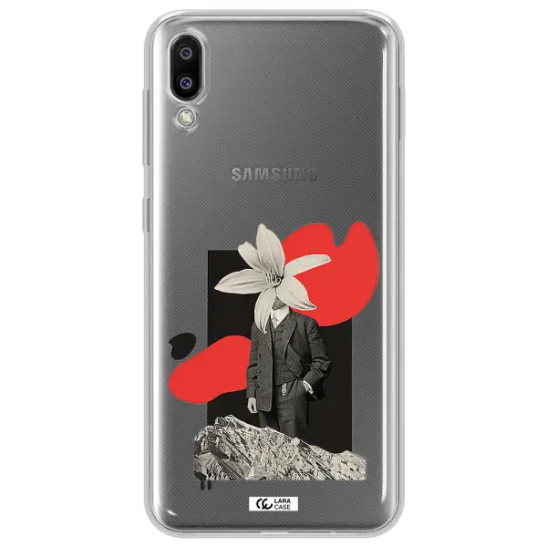 a man in a suit with a flower head Samsung M10 Clear TPU Case
