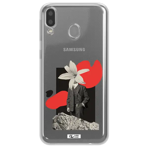 a man in a suit with a flower head Samsung M20 Clear TPU Case
