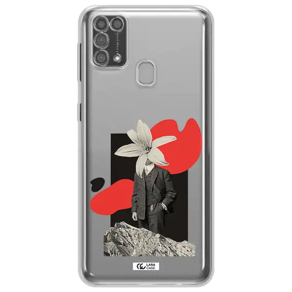 a man in a suit with a flower head Samsung M31 Clear TPU Case