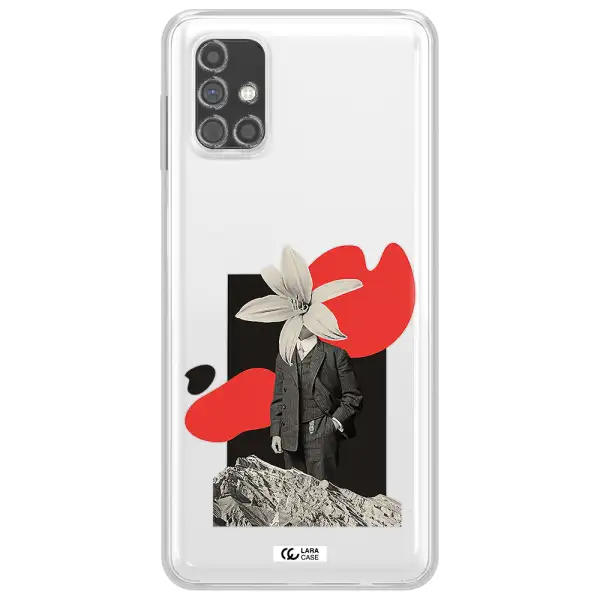 a man in a suit with a flower head Samsung M31S Clear TPU Case