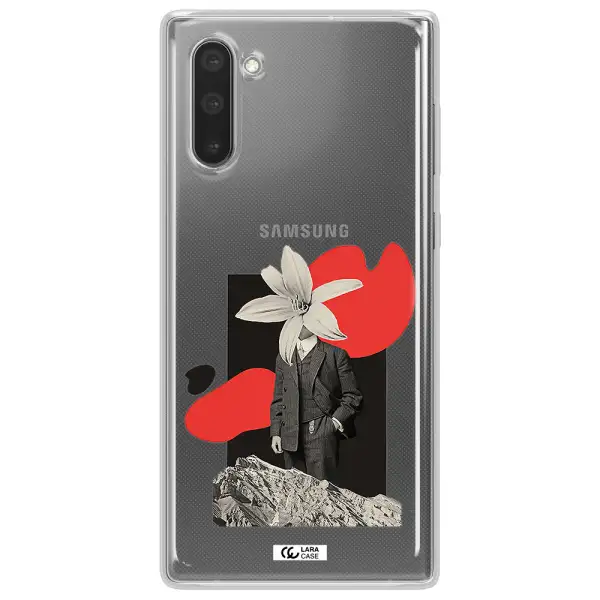 a man in a suit with a flower head Samsung Note 10 Clear TPU Case
