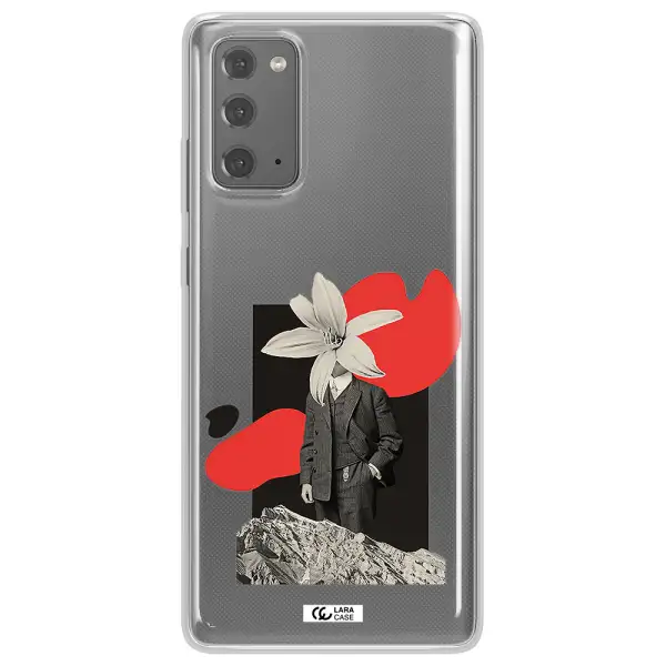 a man in a suit with a flower head Samsung Note 20 Clear TPU Case