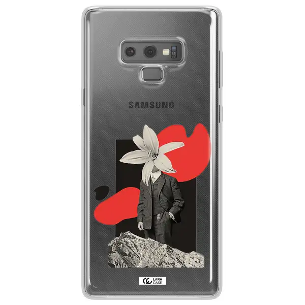 a man in a suit with a flower head Samsung Note 9 Clear TPU Case