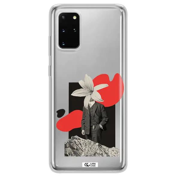 a man in a suit with a flower head Samsung S 20 Plus Clear TPU Case